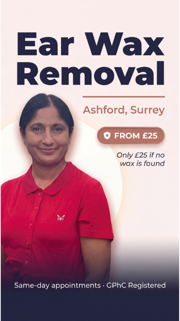 Friendly older patient satisfied after ear wax removal treatment
